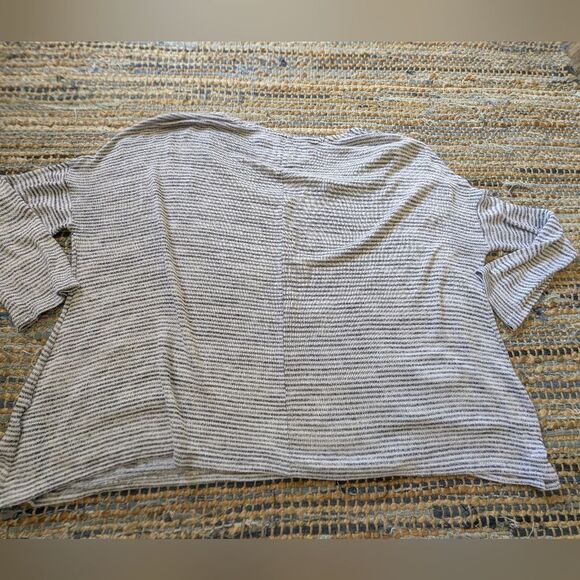 Sperry Nautical Vneck 3/4 Dolman L Striped Pocket Tee Shirt Blue White Fisherman - Picture 7 of 7